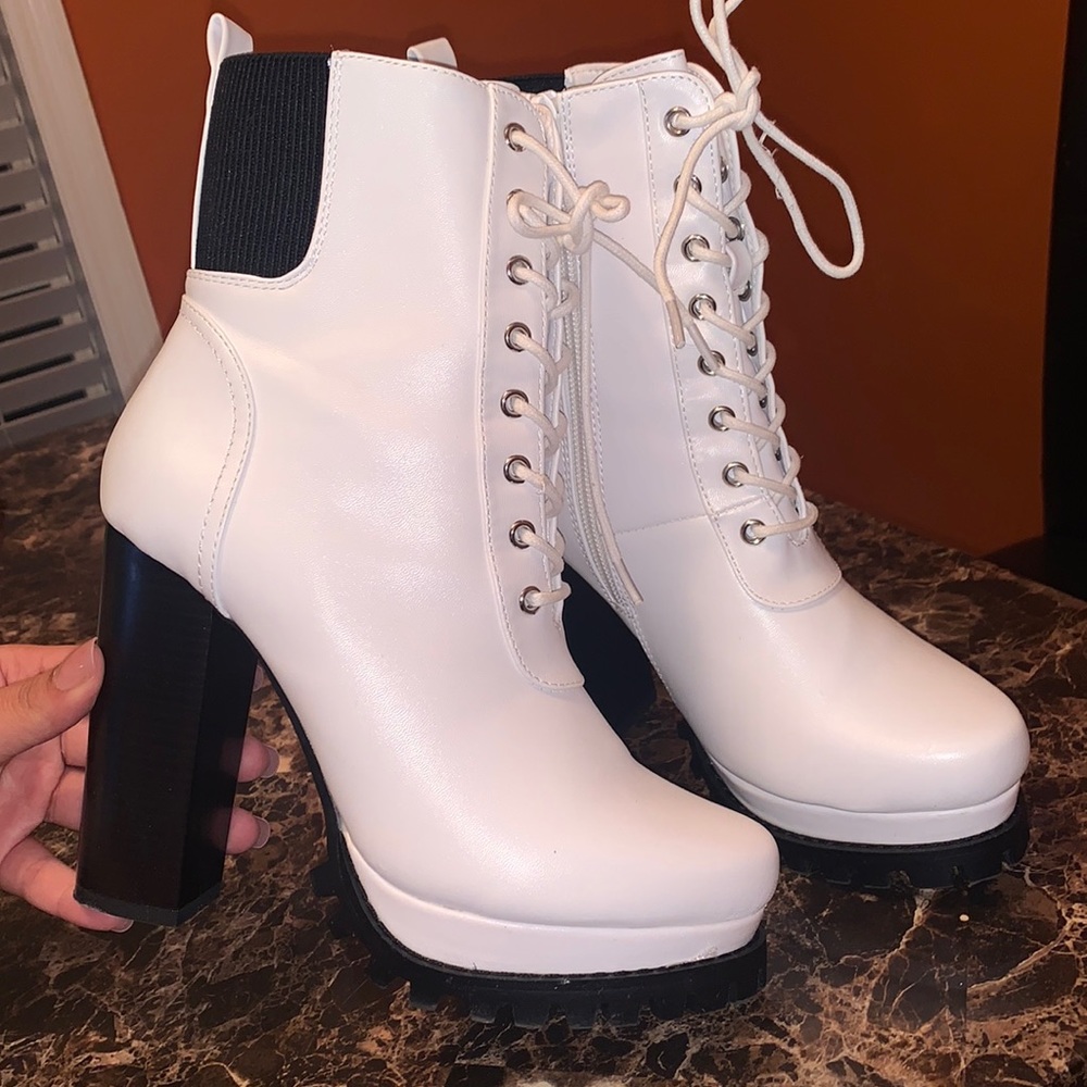 White combat boots